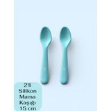 Multiamo İvory 2'li Silikon Mama Kaşığı 15 cm %100 Silikon Bpa Free - Mavi
