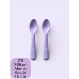 Multiamo İvory 2'li Silikon Mama Kaşığı 15 cm %100 Silikon Bpa Free - Mor
