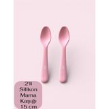 Multiamo İvory 2'li Silikon Mama Kaşığı 15 cm %100 Silikon Bpa Free - Pembe