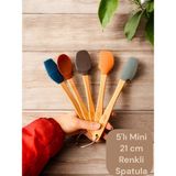 Multiamo İvory 5 Parça Bambu Saplı Mini 21 cm Silikon Spatula Kaşık Fırça Seti - Renkli