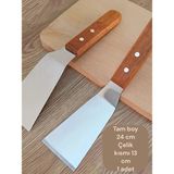 Multiamo İvory Ahşap Saplı Paslanmaz Çelik Açılı Spatula / Pasta Börek Hamburger Tatlı Kazıcıyı Baklavacı Spatulası