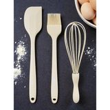 Multiamo İvory Isıya Dayanıklı Silikon Büyük Boy Tatlı-Pasta Hazırlık Seti Sivri Spatula/yumurta Fırçası/çırpıcı - Krem