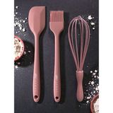 Multiamo İvory Isıya Dayanıklı Silikon Büyük Boy Tatlı-Pasta Hazırlık Seti Sivri Spatula/yumurta Fırçası/çırpıcı - Somon