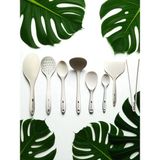 Multiamo İvory Isıya Dayanıklı Silikon Kevgir Kepçe Spatula Kaşık Maşa Seti (30-28-22-20 Cm) 8 Parça - Krem
