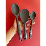 Multiamo İvory Sert Uçlu Isıya Dayanıklı Silikon Uzun Kaşık 28 cm / Kısa Kaşık 22 cm / Kısa Derin Kaşık 20 cm - Gri