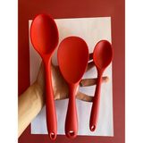 Multiamo İvory Sert Uçlu Isıya Dayanıklı Silikon Uzun Kaşık 28 cm / Kısa Kaşık 22 cm / Kısa Derin Kaşık 20 cm - Kırmızı