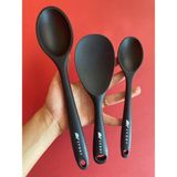 Multiamo İvory Sert Uçlu Isıya Dayanıklı Silikon Uzun Kaşık 28 cm / Kısa Kaşık 22 cm / Kısa Derin Kaşık 20 cm - Siyah