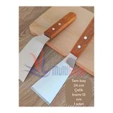 Multiamo Lüks Ahşap Saplı Paslanmaz Çelik Açılı Spatula, 24 cm