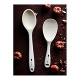Multiamo Sert Uçlu Isıya Dayanıklı Silikon Kaşık Seti, 28 cm + 22 cm, Krem, 2 Adet