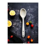 Multiamo Sert Uçlu Isıya Dayanıklı Yanmaz Silikon Kaşık, 28 cm, Krem