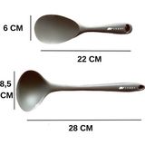 Multiamo Sert Uçlu Isıya Dayanıklı Yanmaz Yapışmaz Silikon Kaşık Seti 2 Prç 22CM Kaşık 28CM Kepçe - Gri