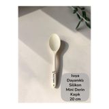Multiamo Sert Uçlu Isıya Dayanıklı Yanmaz Yapışmaz Silikon Kısa Derin Kaşık 20 cm - Krem