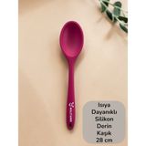 Multiamo Sert Uçlu Isıya Dayanıklı Yanmaz Yapışmaz Silikon Uzun Kaşık 28 cm - Fuşya
