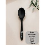 Multiamo Sert Uçlu Isıya Dayanıklı Yanmaz Yapışmaz Silikon Uzun Kaşık 28 cm - Siyah