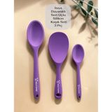 Multiamo Sert Uçlu Isıya Dayanıklı Yanmaz Yapışmaz Silikon Uzun Kısa Derin Kaşık 28 Cm-20 Cm/kısa Kaşık 22 cm - Mor