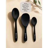 Multiamo Sert Uçlu Isıya Dayanıklı Yanmaz Yapışmaz Silikon Uzun Kısa Derin Kaşık 28 Cm-20 Cm/kısa Kaşık 22 cm - Siyah
