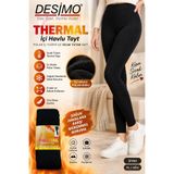 MultiButik Desimo Termal İçi Havlu Polar Siyah Tayt (Yüksek Bel)-Siyah-500 - L/Xl