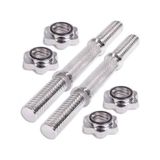 MultiFlexPro 36cm İkili Kısa Krom Halter Barı Dambıl Sapı Fitness Egzersiz Aleti Dumbell Bar 2x36 cm