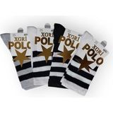 Multipa Xgri Polo Çember Desenli Pamuklu Kolej Çorabı 5 Çift - 36 - 40 - Beyaz - Gri - Siyah