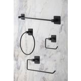 MultiStore Siyah Kare Yapışkanlı Uzun Havluluk Halka Havluluk Wc Açık Tuvalet Kağıtlığı Rulo Havluluk 4lü Set