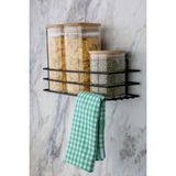 MultiStore Siyah Metal Yapışkanlı Tek Katlı Baharatlık Rafı 29x10x9 cm Modern Tasarım ile Fonksiyonel Depolama