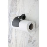 MultiStore Siyah Paslanmaz Kapaklı Kağıt Rulo Havluluk, Peçetelik Banyo Askısı