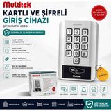 Multitek Kartlı ve Şifreli Giriş Cihazı – IP67 Su Geçirmez, 6000 Kullanıcı Kapasiteli, Metal Gövde Geçiş Kontrol Ünitesi (12-24V) - Metalik Gri
