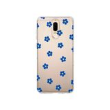 Multitronic Huawei Mate 10 Lite ile Uyumlu Mavi Çiçek Desenli Şeffaf Telefon Kılıfı