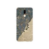 Multitronic Huawei Mate 10 Lite ile Uyumlu Vintage Gazete Kolaj Desenli Şeffaf Telefon Kılıfı