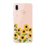 Multitronic Huawei P20 Lite ile Uyumlu Ayçiçekleri Desenli Şeffaf Telefon Kılıfı