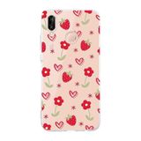 Multitronic Huawei P20 Lite ile Uyumlu Çilek ve Kalp Desenli Şeffaf Telefon Kılıfı