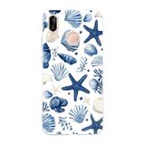 Multitronic Huawei P20 Lite ile Uyumlu Deniz Yıldızı ve Kabuklar Desenli Şeffaf Telefon Kılıfı