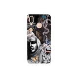 Multitronic Huawei P20 Lite ile Uyumlu Gotik Kelebek Desenli Şeffaf Telefon Kılıfı