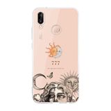 Multitronic Huawei P20 Lite ile Uyumlu Güneş ve Ay 777 Desenli Şeffaf Telefon Kılıfı