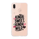 Multitronic Huawei P20 Lite ile Uyumlu Kinda Sweet Kinda Wild Desenli Şeffaf Telefon Kılıfı