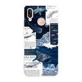 Multitronic Huawei P20 Lite ile Uyumlu Köpekbalığı ve Okyanus Tema Desenli Şeffaf Telefon Kılıfı