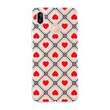 Multitronic Huawei P20 Lite ile Uyumlu Retro Kırmızı Kalp Desenli Şeffaf Telefon Kılıfı