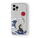 Multitronic iPhone 16 Pro Max ile Uyumlu Japon Balıkları Tasarım Baskılı Şeffaf Kılıf