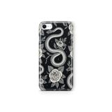 Multitronic iPhone 6 Plus ve 6s Plus ile Uyumlu Siyah Gül ve Yılan Desenli Şeffaf Telefon Kılıfı