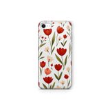 Multitronic iPhone 6 Plus ve iPhone 6s Plus ile Uyumlu, Kırmızı Lale Desenli, Şeffaf Telefon Kılıfı