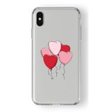 Multitronic iPhone X ve Xs ile Uyumlu Kalp Balon Tasarım Baskılı Şeffaf Kılıf