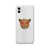 Multitronic Samsung Galaxy A04 ile Uyumlu Gözlüklü Leopar Tasarım Baskılı Şeffaf Kılıf