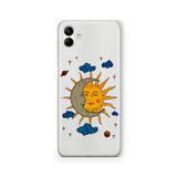 Multitronic Samsung Galaxy A04 ile Uyumlu Moon and Sun Tasarım Baskılı Şeffaf Kılıf