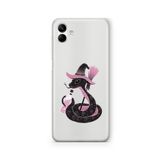 Multitronic Samsung Galaxy A04 ile Uyumlu Pembe Yılan Tasarım Baskılı Şeffaf Kılıf