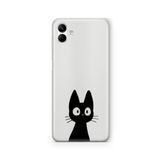 Multitronic Samsung Galaxy A04 ile Uyumlu Siyah Kedi Tasarım Baskılı Şeffaf Kılıf, laroa04090