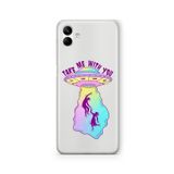 Multitronic Samsung Galaxy A04 ile Uyumlu Take Me With You Tasarım Baskılı Şeffaf Kılıf