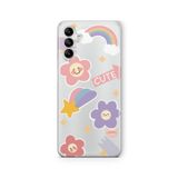 Multitronic Samsung Galaxy A04s ile Uyumlu Cute Rainbow Tasarım Baskılı Şeffaf Kılıf