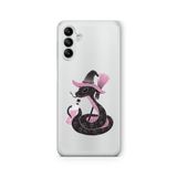 Multitronic Samsung Galaxy A04s ile Uyumlu Pembe Yılan Tasarım Baskılı Şeffaf Kılıf