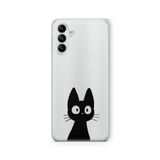 Multitronic Samsung Galaxy A04s ile Uyumlu Siyah Kedi Tasarım Baskılı Şeffaf Kılıf, laroa04s090