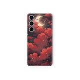 Multitronic Samsung Galaxy A04s Uyumlu Kırmızı Pixel Bulut Tasarım Baskılı Şeffaf Kılıf